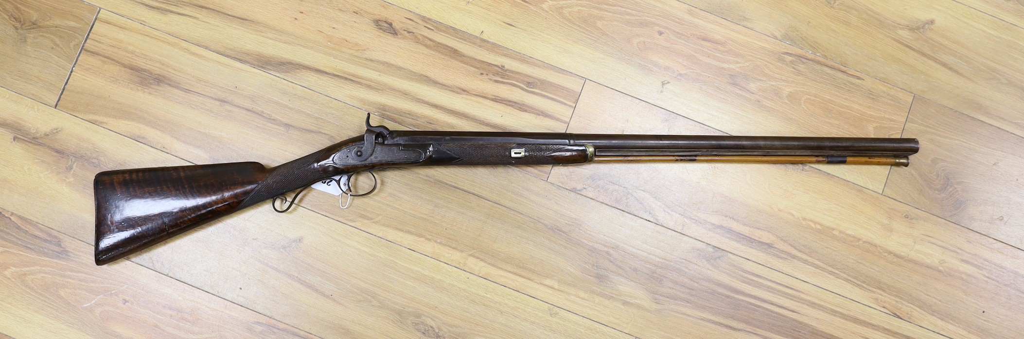 A 19th century percussion cap musket, indistinctly signed to plate. 116cm long